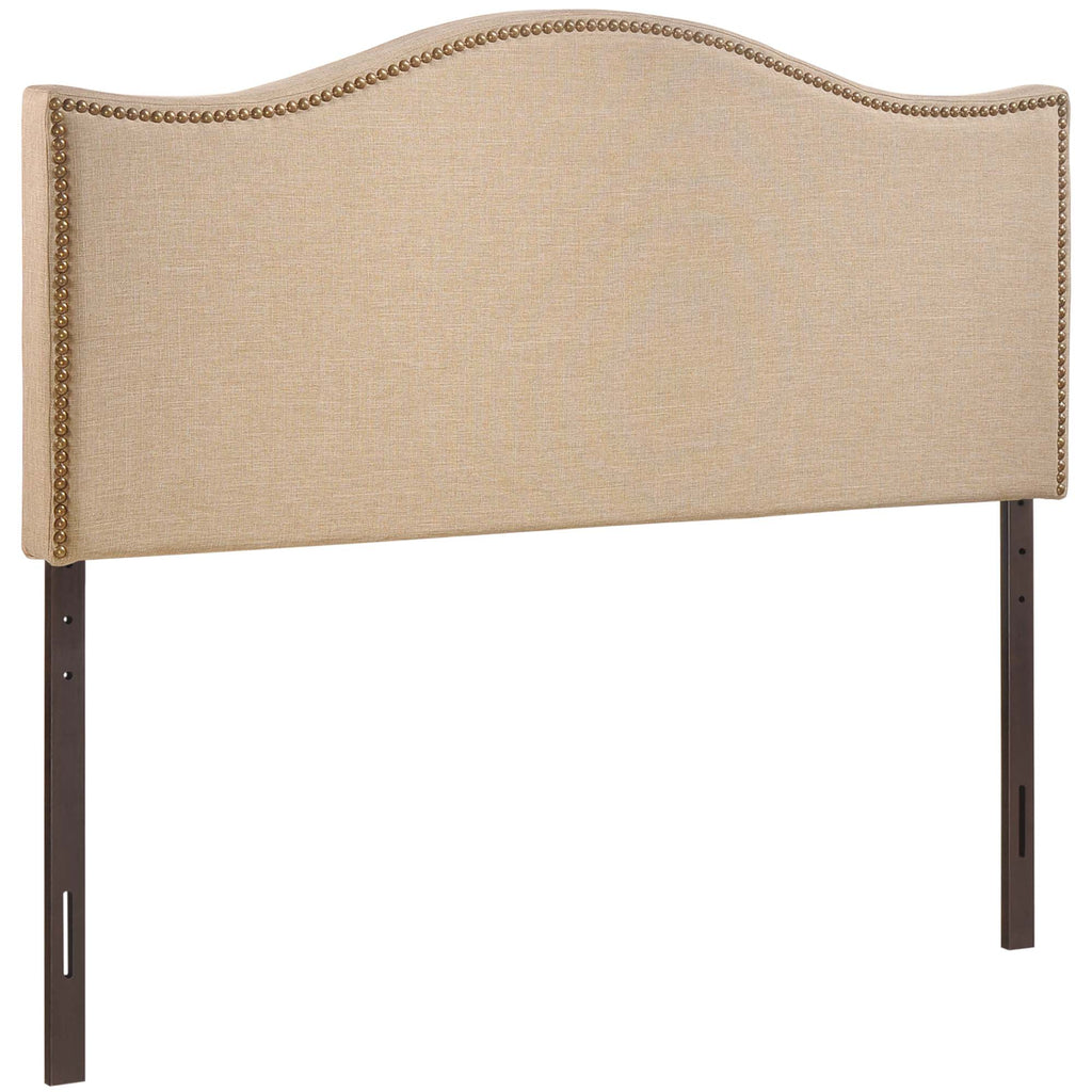 Curl Nailhead Upholstered Queen Headboard - Cafe