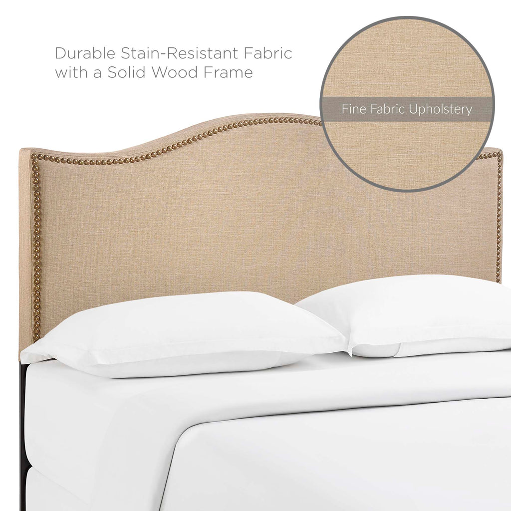 Curl Nailhead Upholstered Queen Headboard - Cafe
