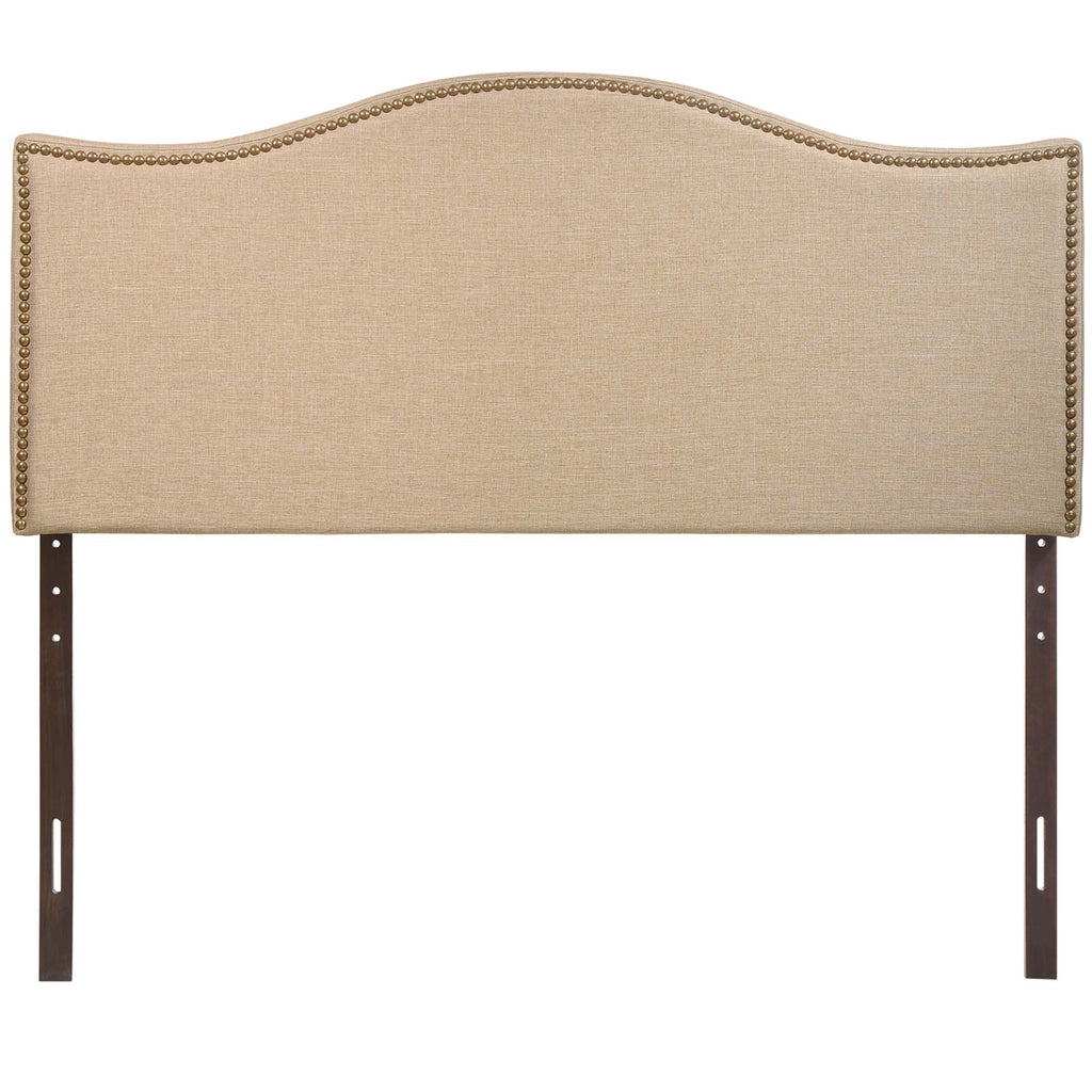 Curl Nailhead Upholstered Queen Headboard - Cafe
