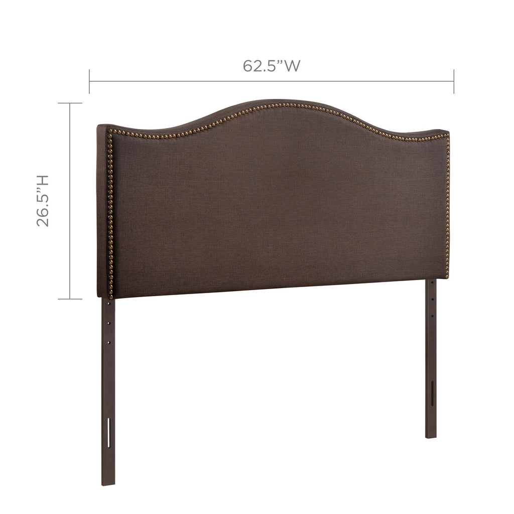 Curl Nailhead Upholstered Queen Headboard - Dark Brown