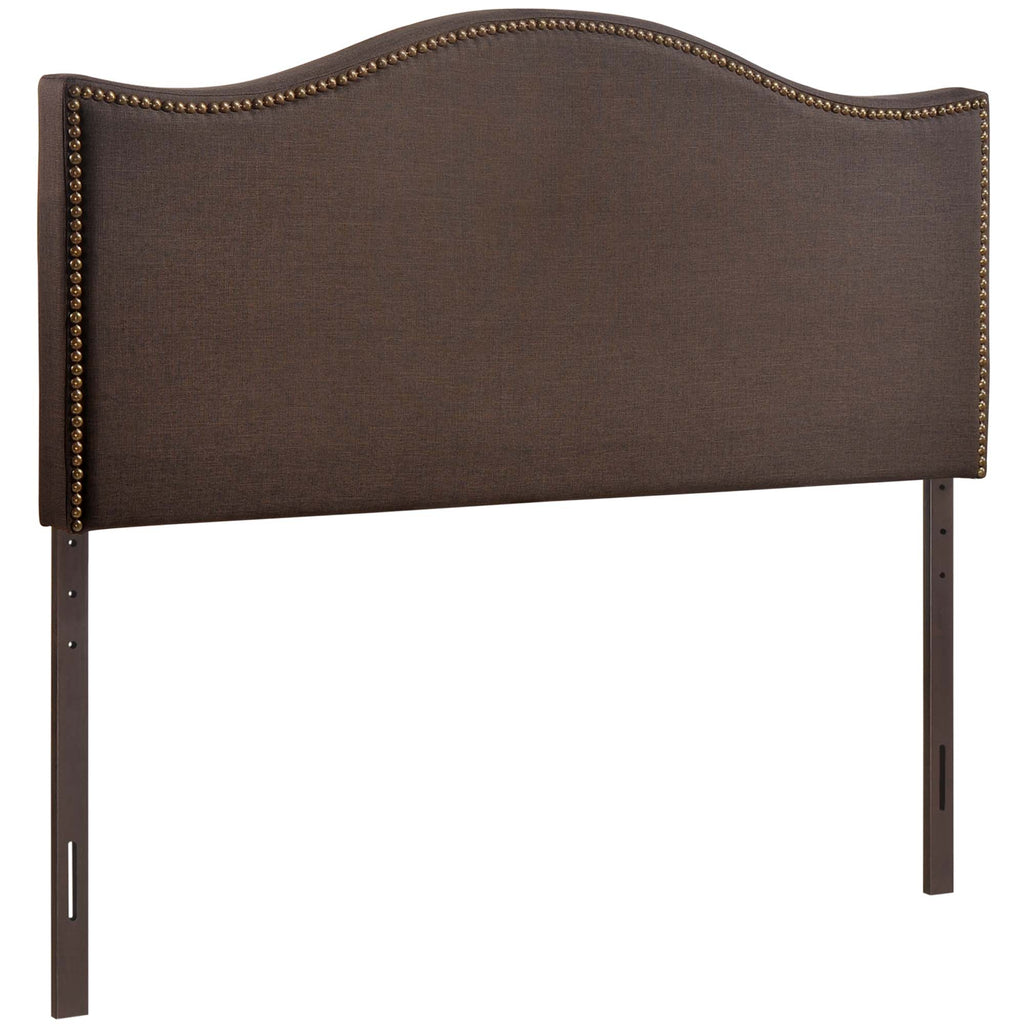 Curl Nailhead Upholstered Queen Headboard - Dark Brown
