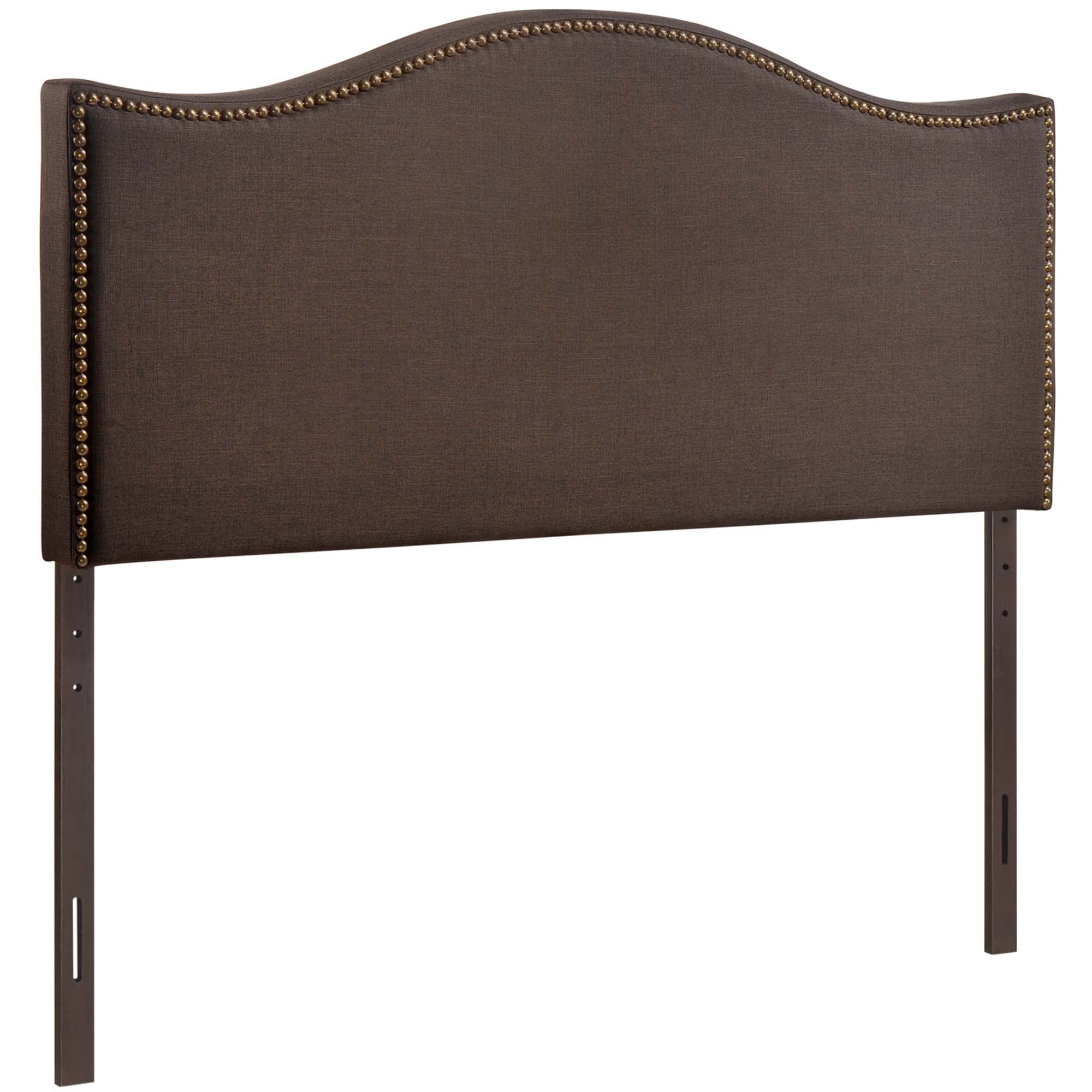 Curl Nailhead Upholstered Queen Headboard - Dark Brown