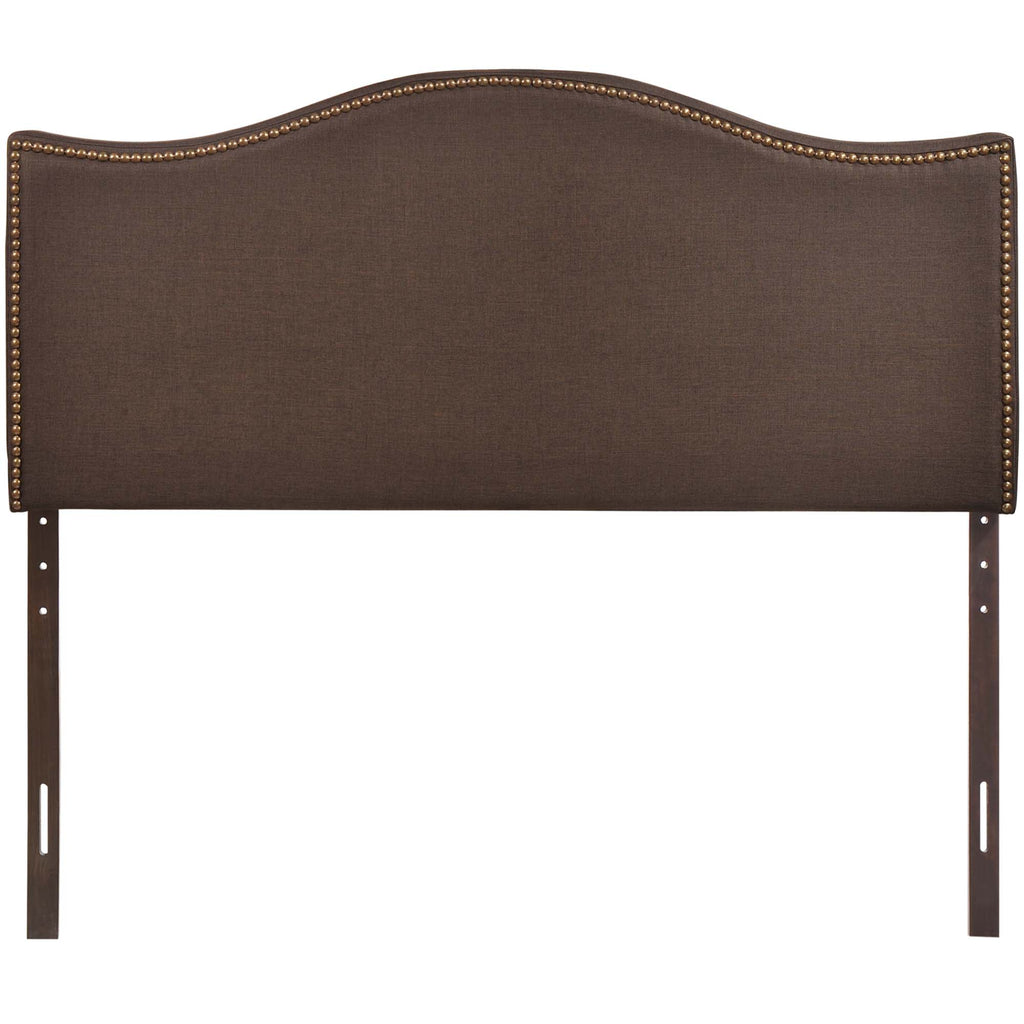 Curl Nailhead Upholstered Queen Headboard - Dark Brown