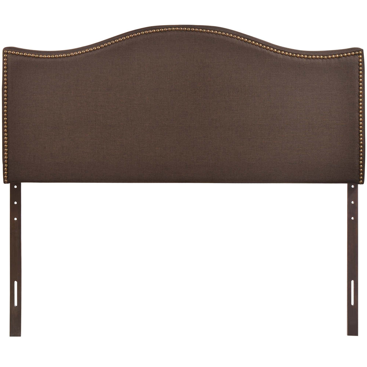Curl Nailhead Upholstered Queen Headboard - Dark Brown