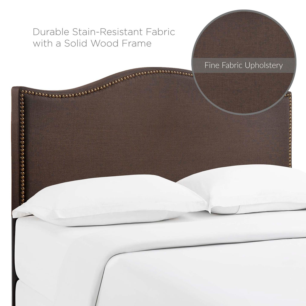 Curl Nailhead Upholstered Queen Headboard - Dark Brown