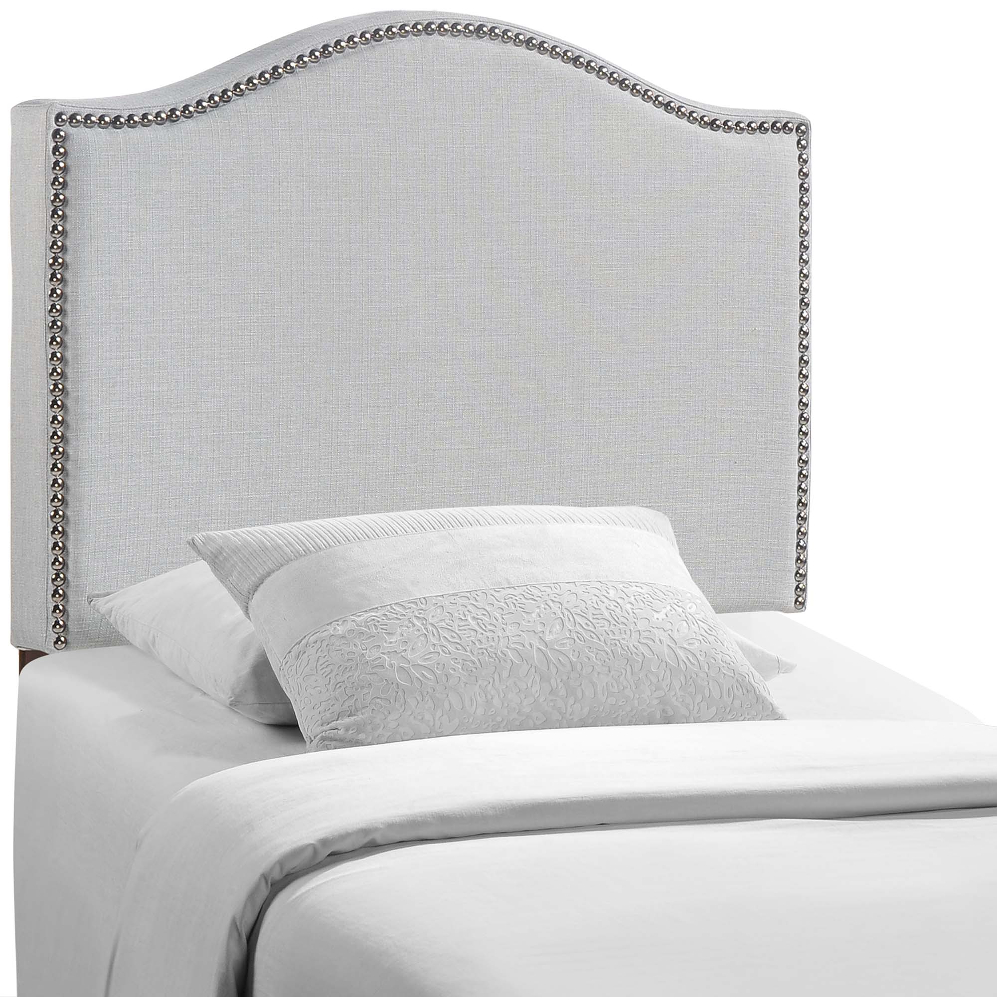Curl Nailhead Upholstered Twin Headboard - Sky Gray