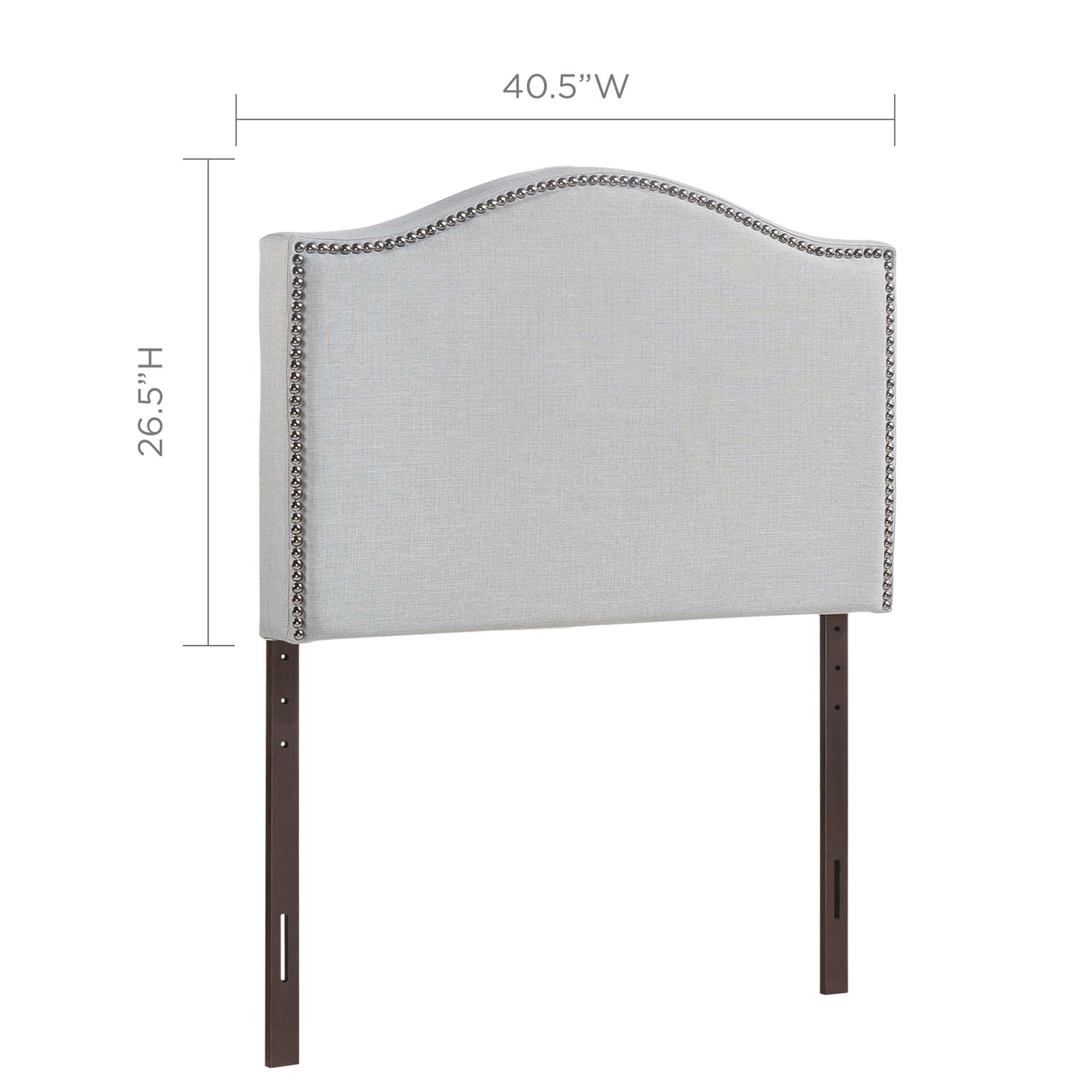 Curl Nailhead Upholstered Twin Headboard - Sky Gray