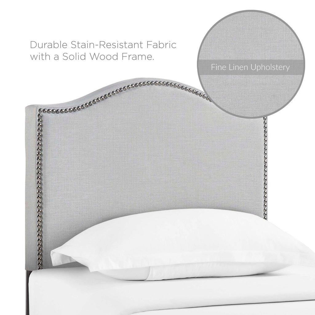 Curl Nailhead Upholstered Twin Headboard - Sky Gray