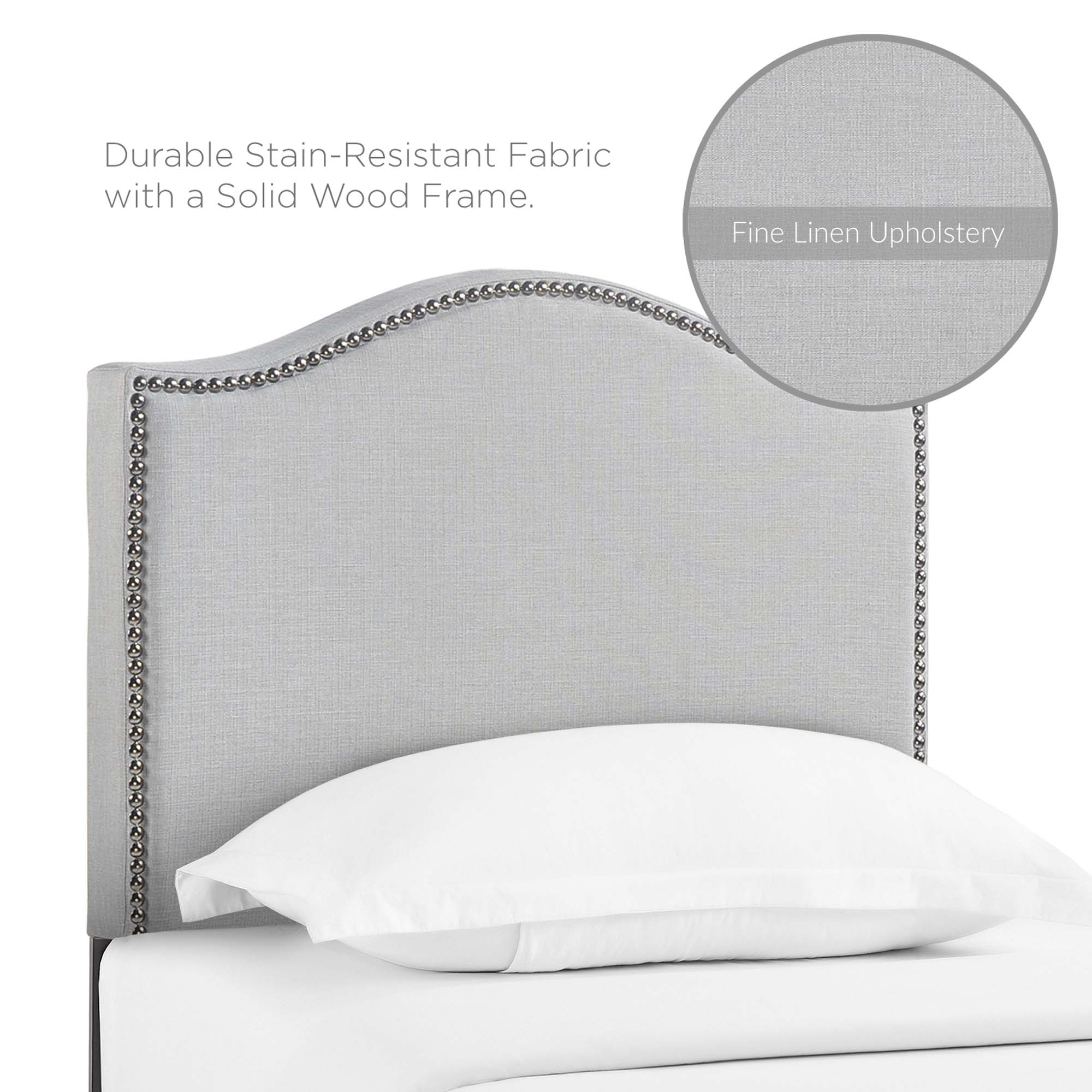 Curl Nailhead Upholstered Twin Headboard - Sky Gray