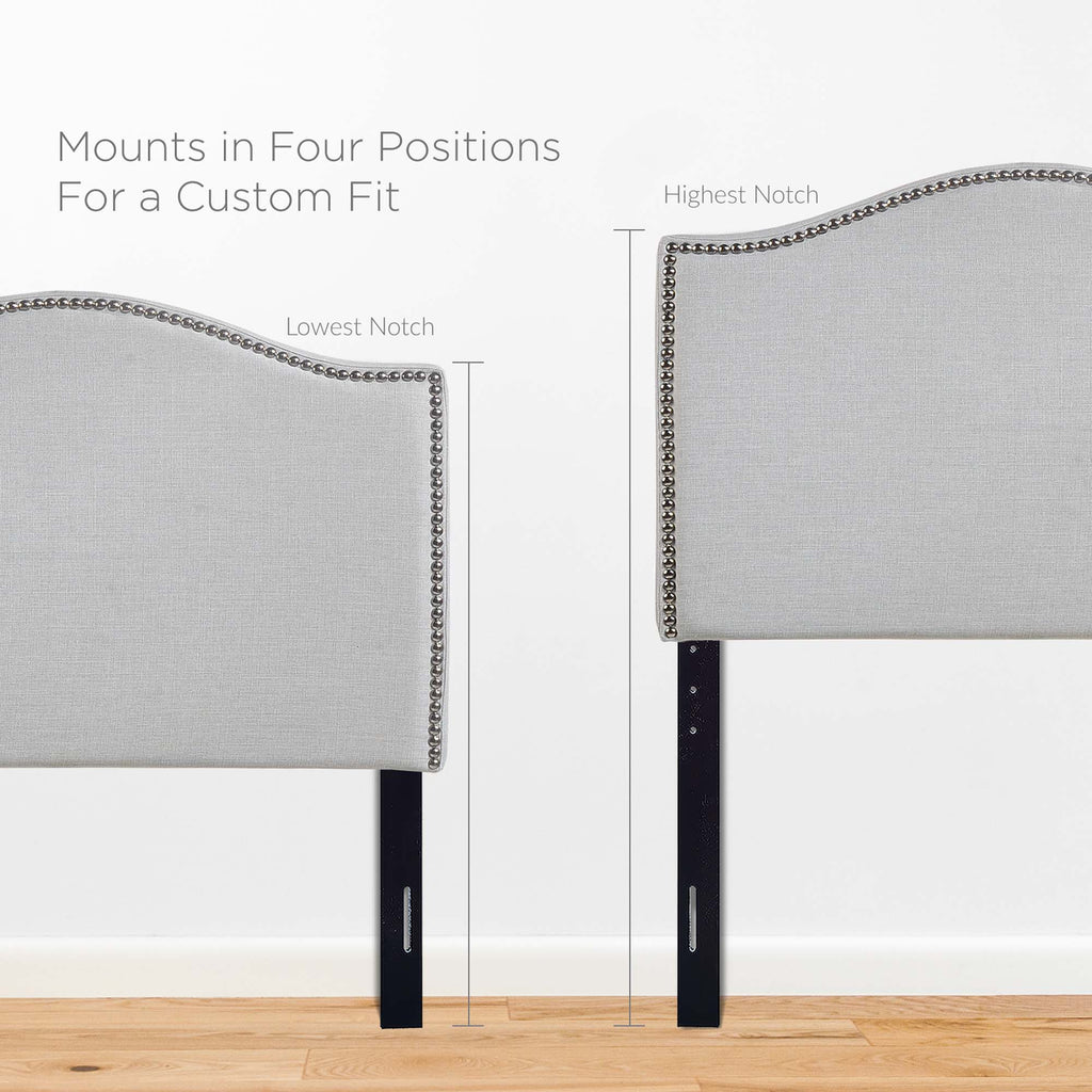 Curl Nailhead Upholstered Twin Headboard - Sky Gray