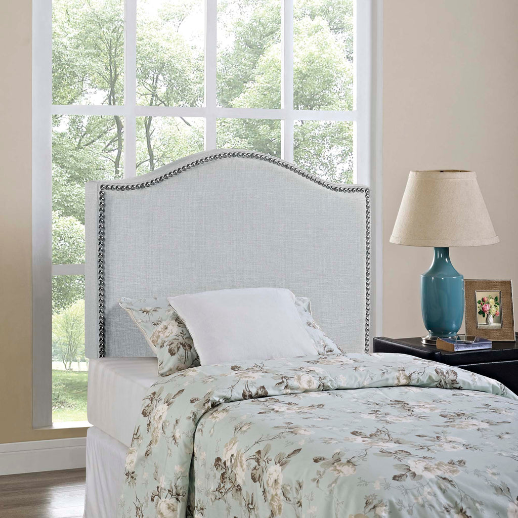 Curl Nailhead Upholstered Twin Headboard - Sky Gray