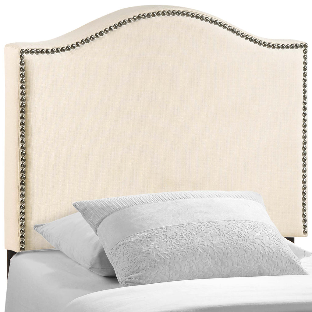 Curl Nailhead Upholstered Twin Headboard - Ivory