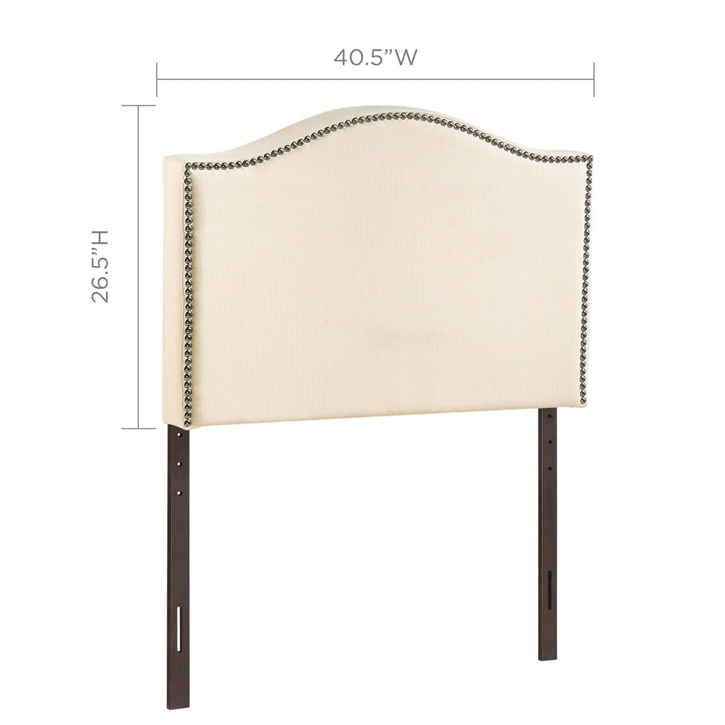 Curl Nailhead Upholstered Twin Headboard - Ivory