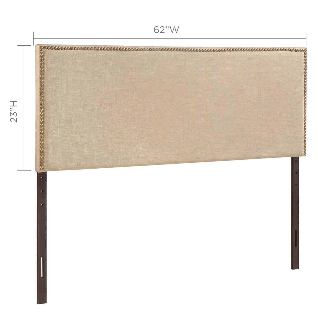 Region Nailhead Upholstered Queen Headboard - Cafe