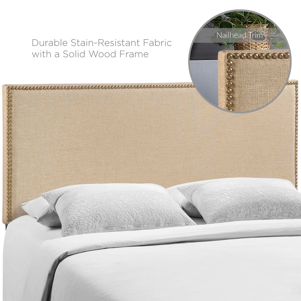 Region Nailhead Upholstered Queen Headboard - Cafe