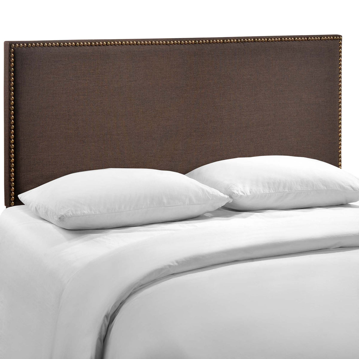 Region Nailhead Upholstered Queen Headboard - Dark Brown