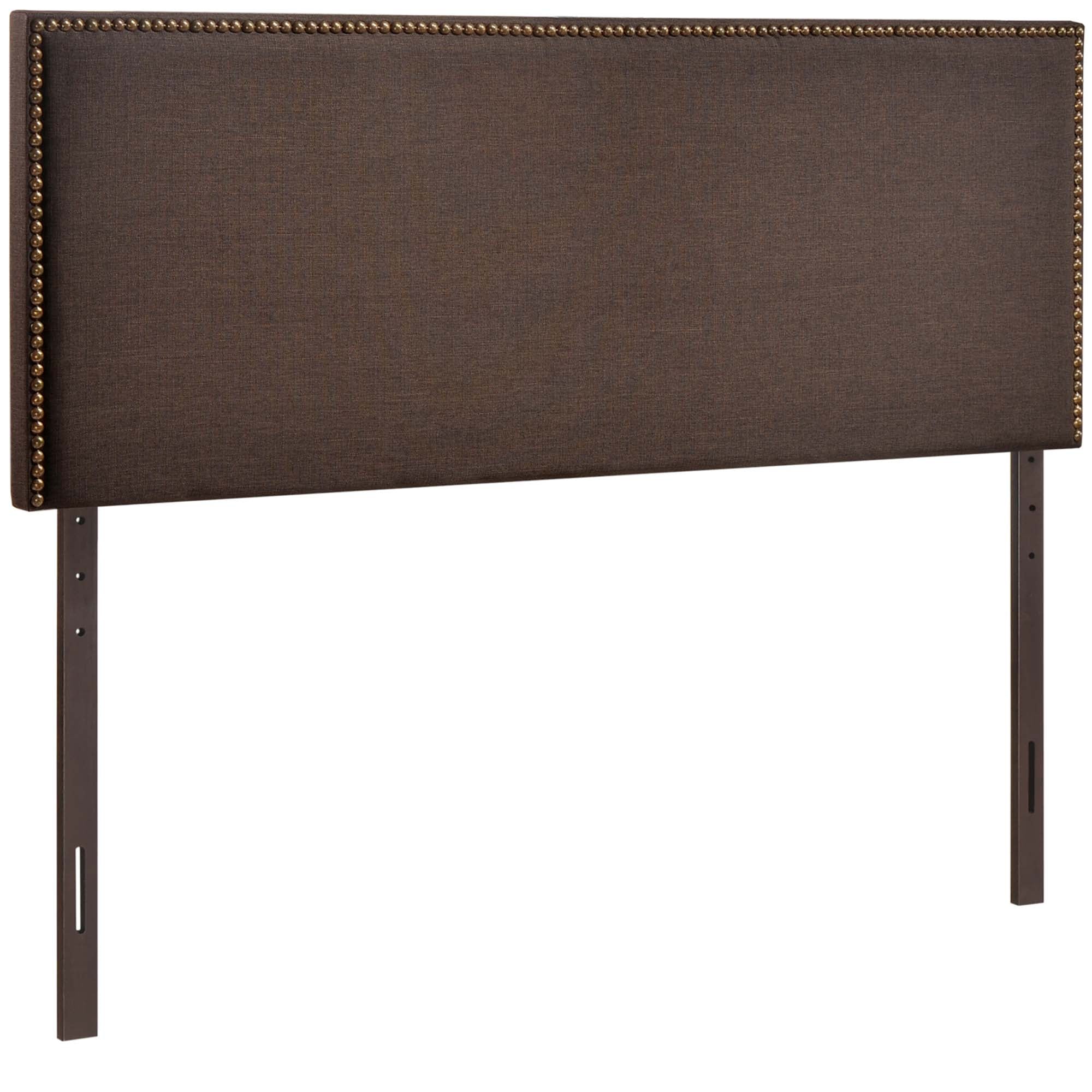 Region Nailhead Upholstered Queen Headboard - Dark Brown