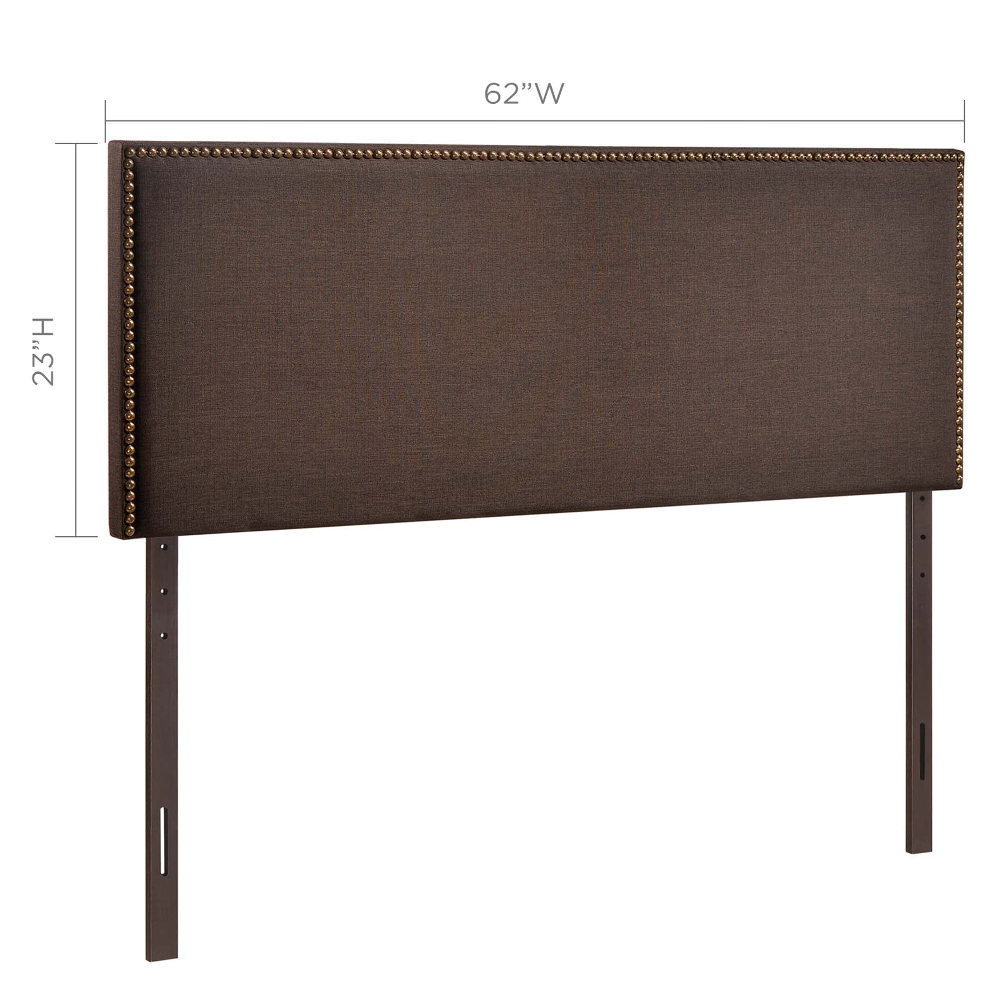 Region Nailhead Upholstered Queen Headboard - Dark Brown