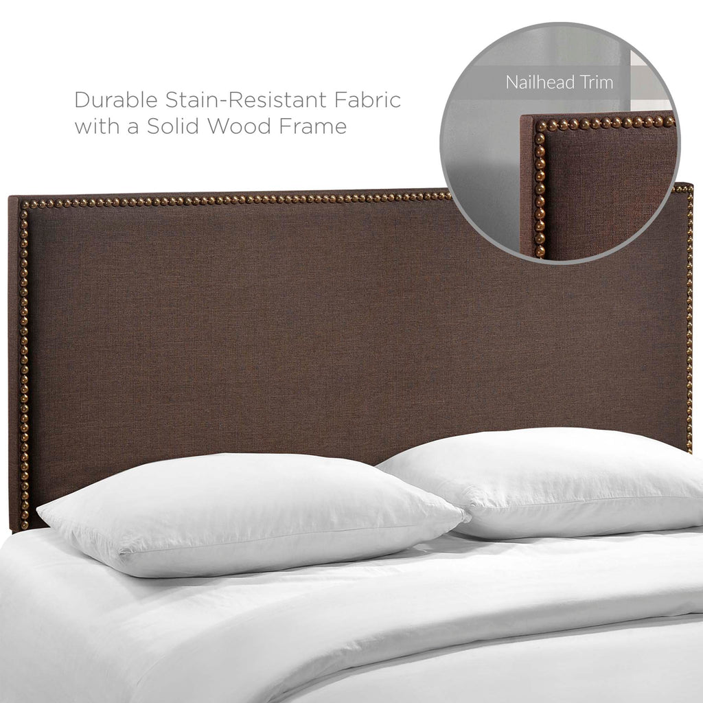 Region Nailhead Upholstered Queen Headboard - Dark Brown