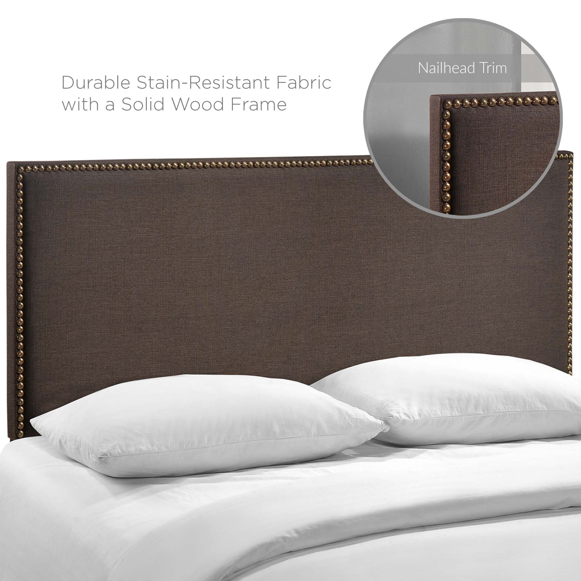 Region Nailhead Upholstered Queen Headboard - Dark Brown