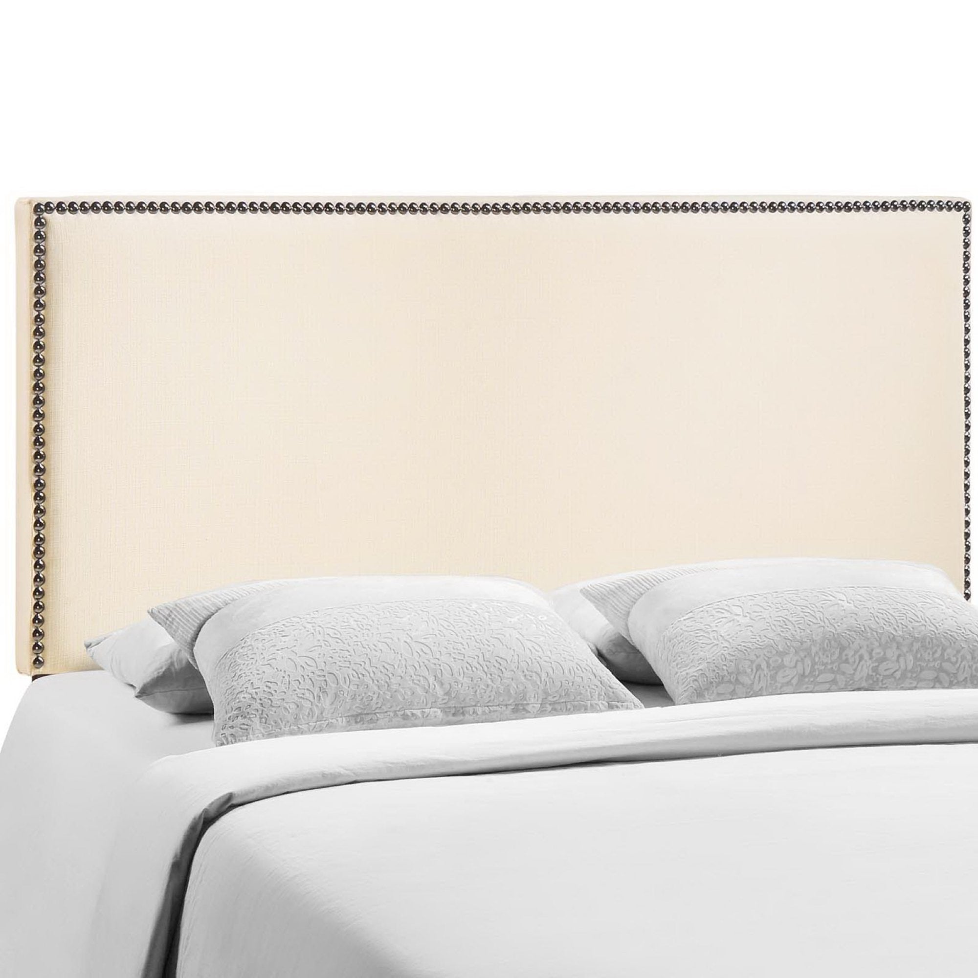Region Nailhead Upholstered Queen Headboard - Ivory