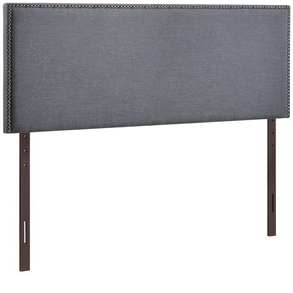 Region Nailhead Upholstered Queen Headboard - Smoke