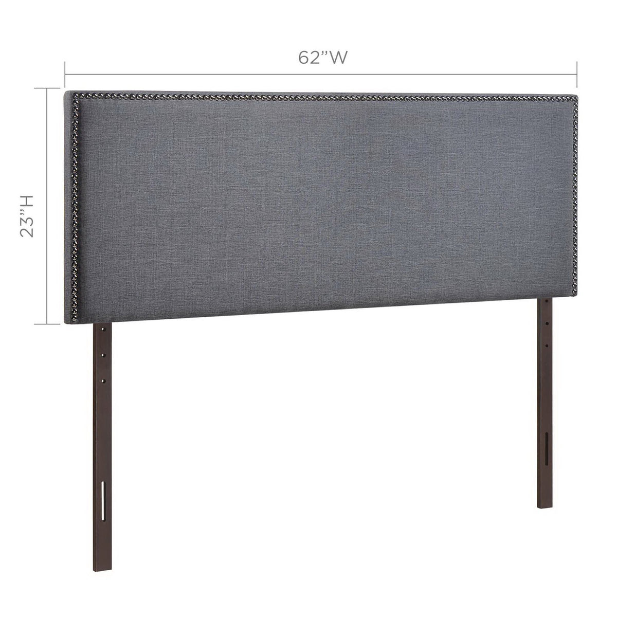 Region Nailhead Upholstered Queen Headboard - Smoke