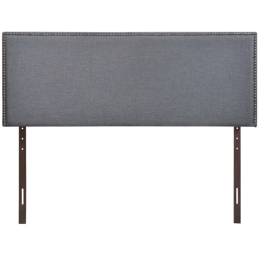 Region Nailhead Upholstered Queen Headboard - Smoke