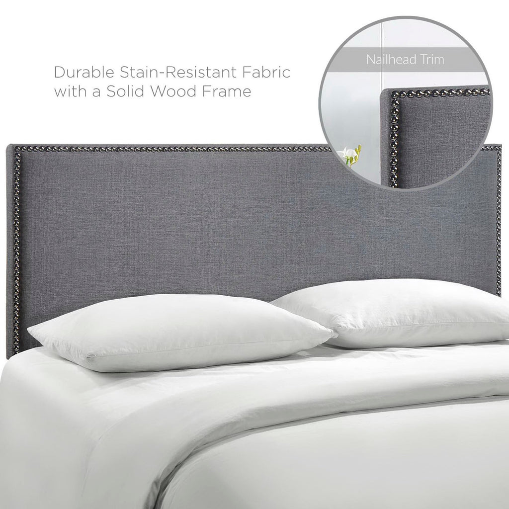 Region Nailhead Upholstered Queen Headboard - Smoke