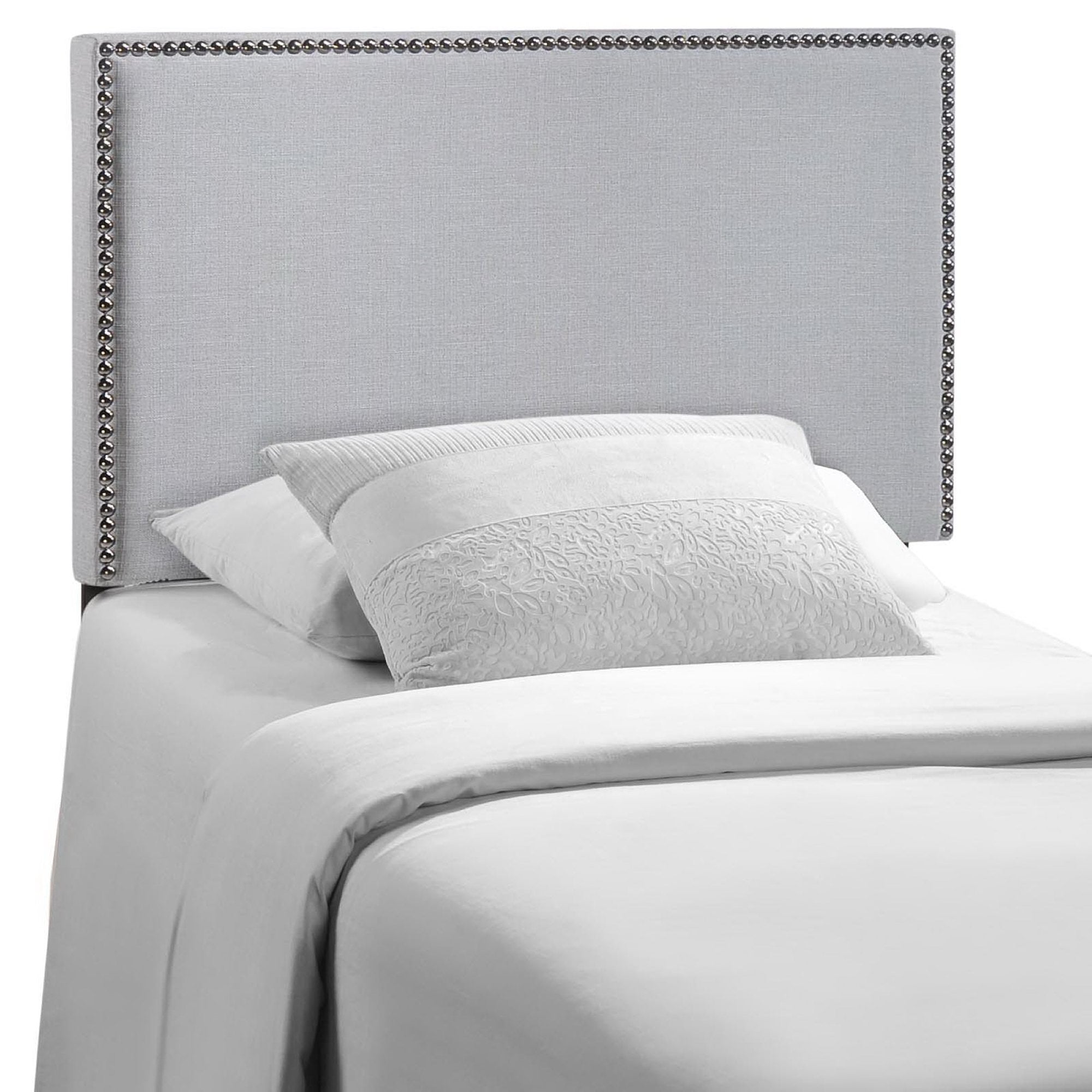 Region Nailhead Upholstered Twin Headboard - Sky Gray