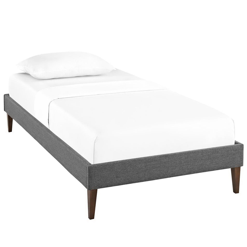 Sharon Fabric Twin Bed Frame with Squared Tapered Legs - Gray