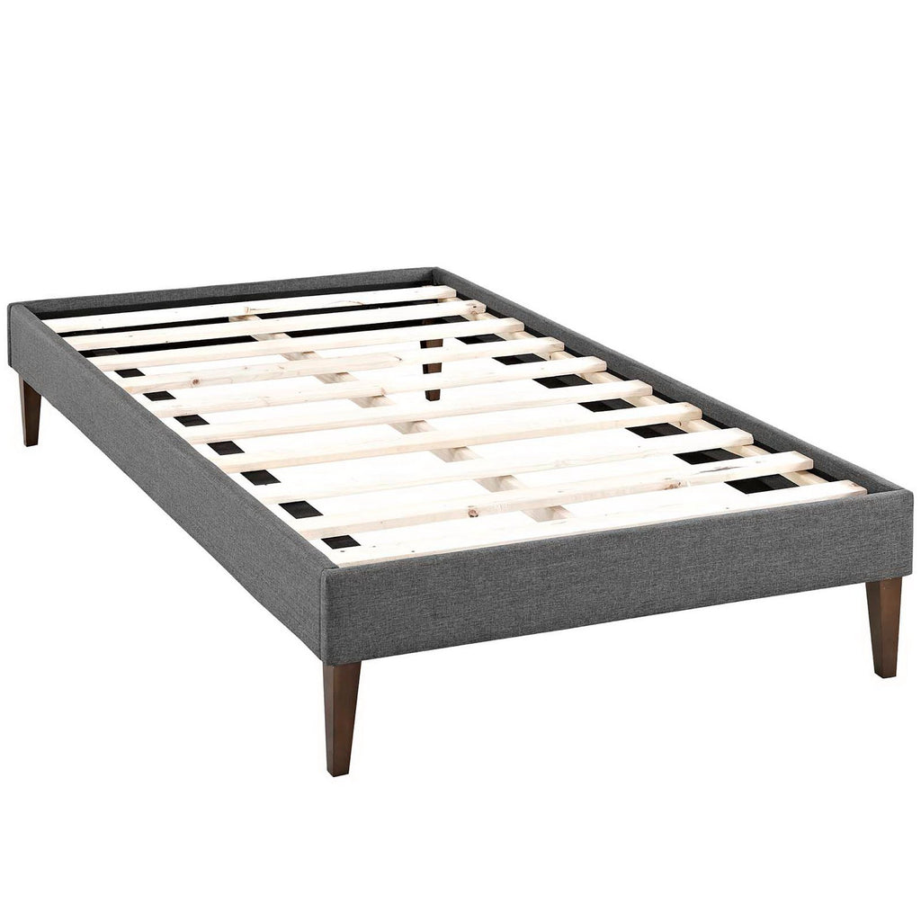 Sharon Fabric Twin Bed Frame with Squared Tapered Legs - Gray