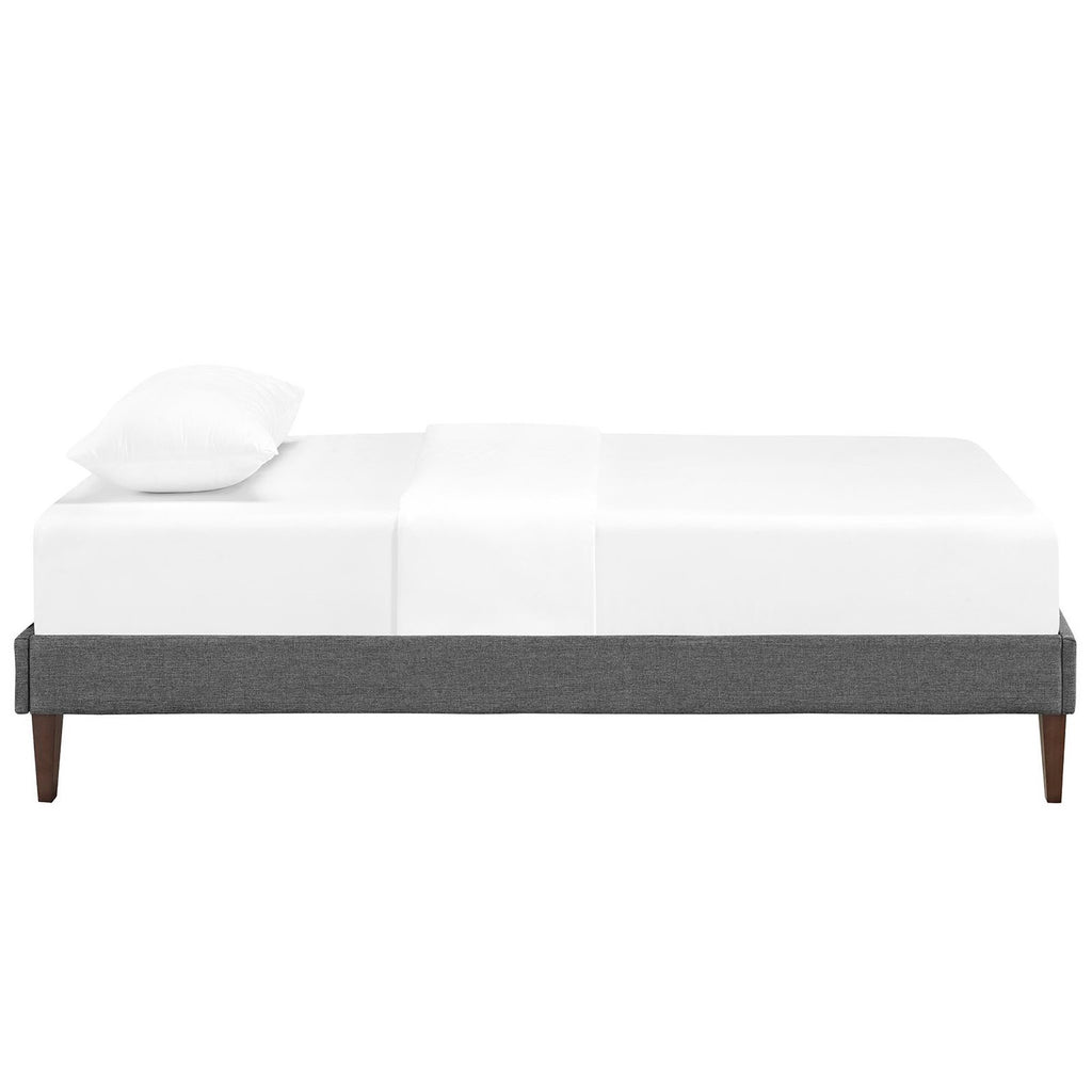 Sharon Fabric Twin Bed Frame with Squared Tapered Legs - Gray