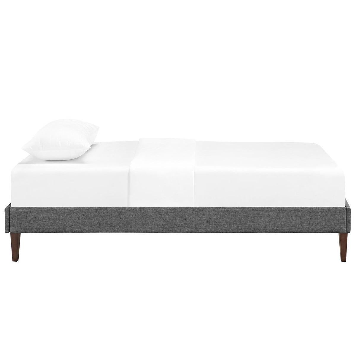 Sharon Fabric Twin Bed Frame with Squared Tapered Legs - Gray