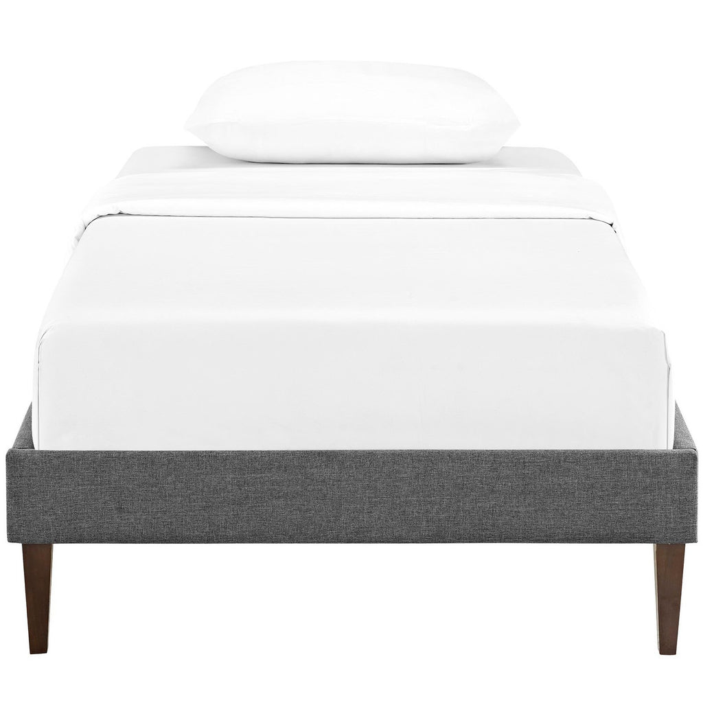 Sharon Fabric Twin Bed Frame with Squared Tapered Legs - Gray