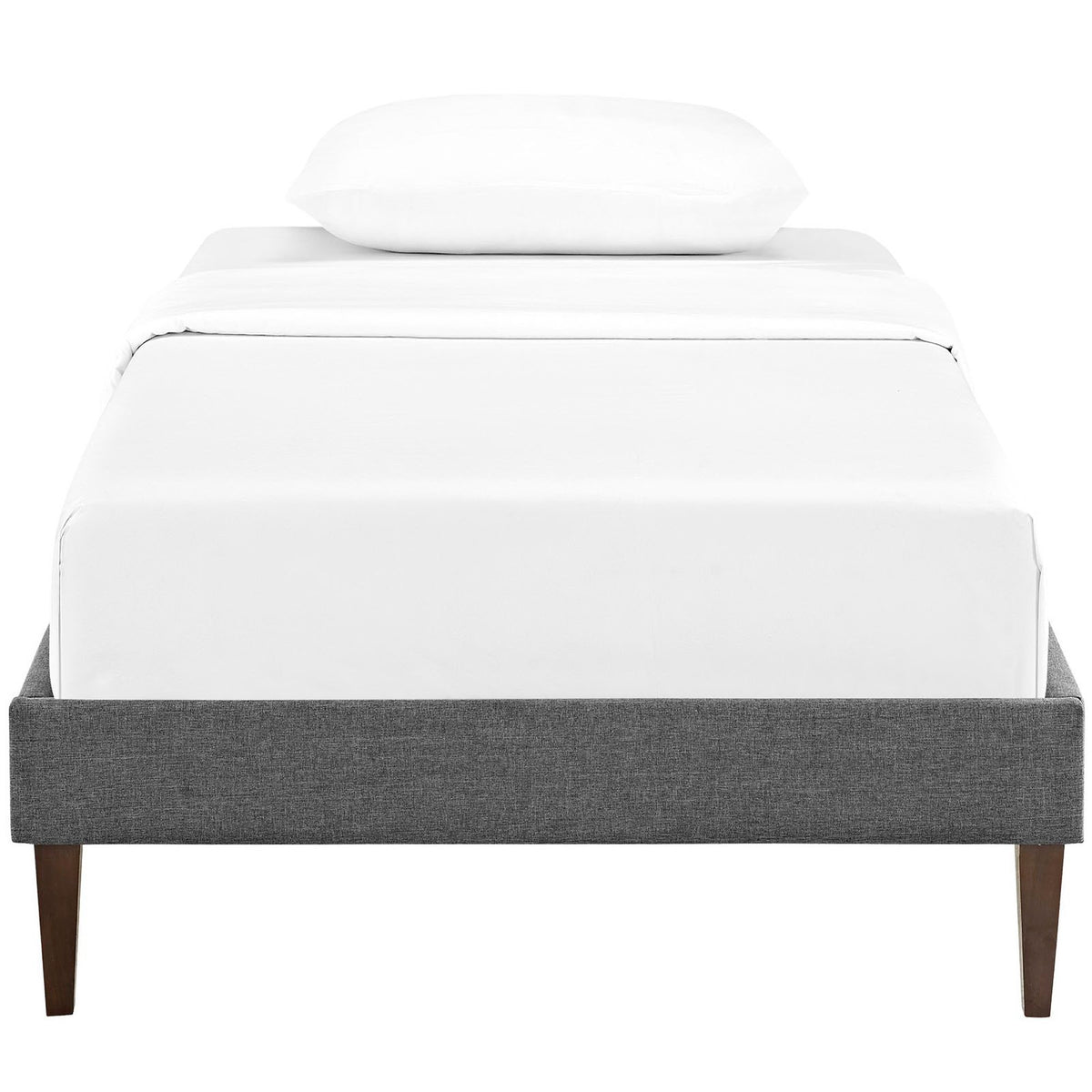Sharon Fabric Twin Bed Frame with Squared Tapered Legs - Gray