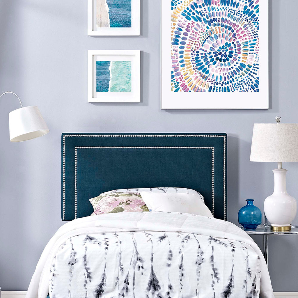 Jessamine Upholstered Fabric Twin Headboard - Azure