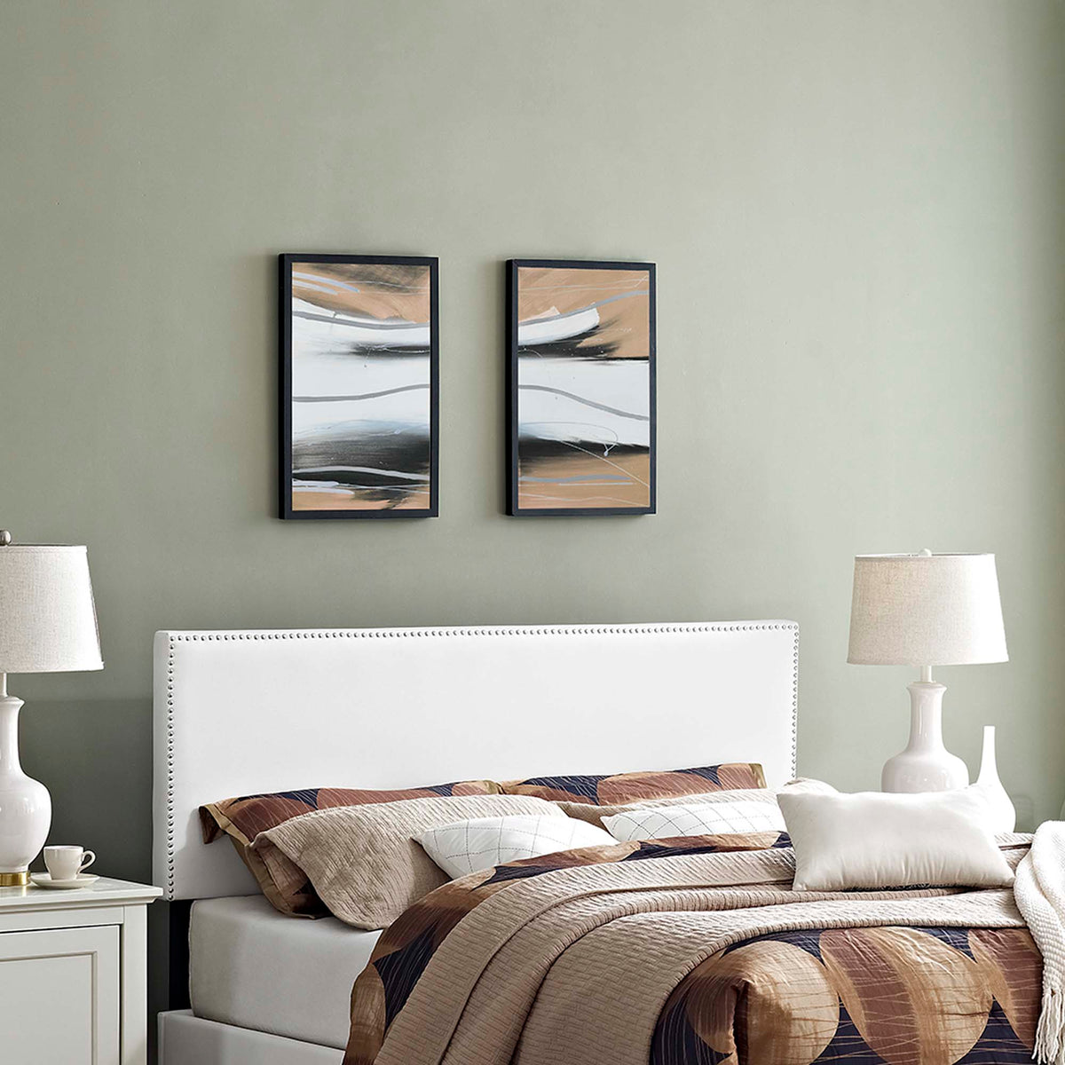 Phoebe Upholstered Vinyl Full Headboard - White