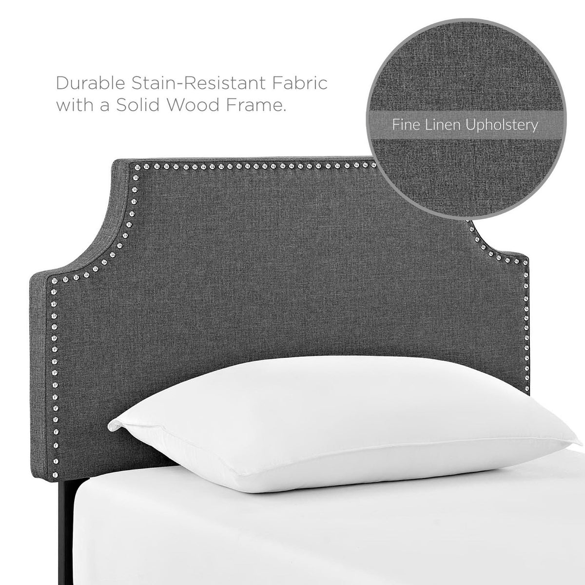 Laura Upholstered Fabric Twin Headboard - Gray