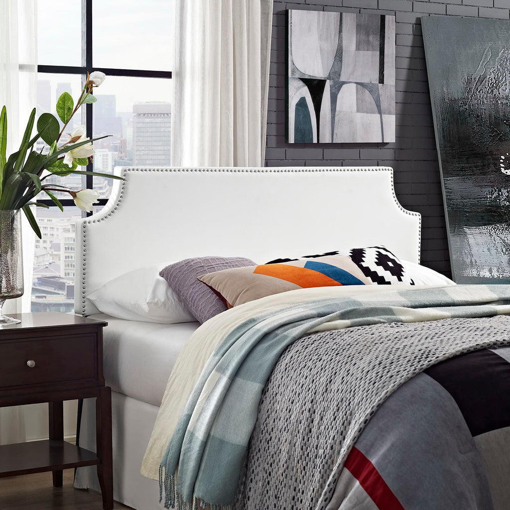 Laura Upholstered Vinyl Full Headboard - White