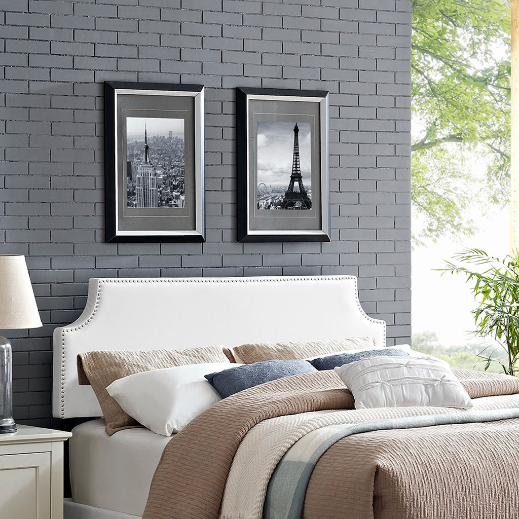 Laura Upholstered Vinyl Full Headboard - White
