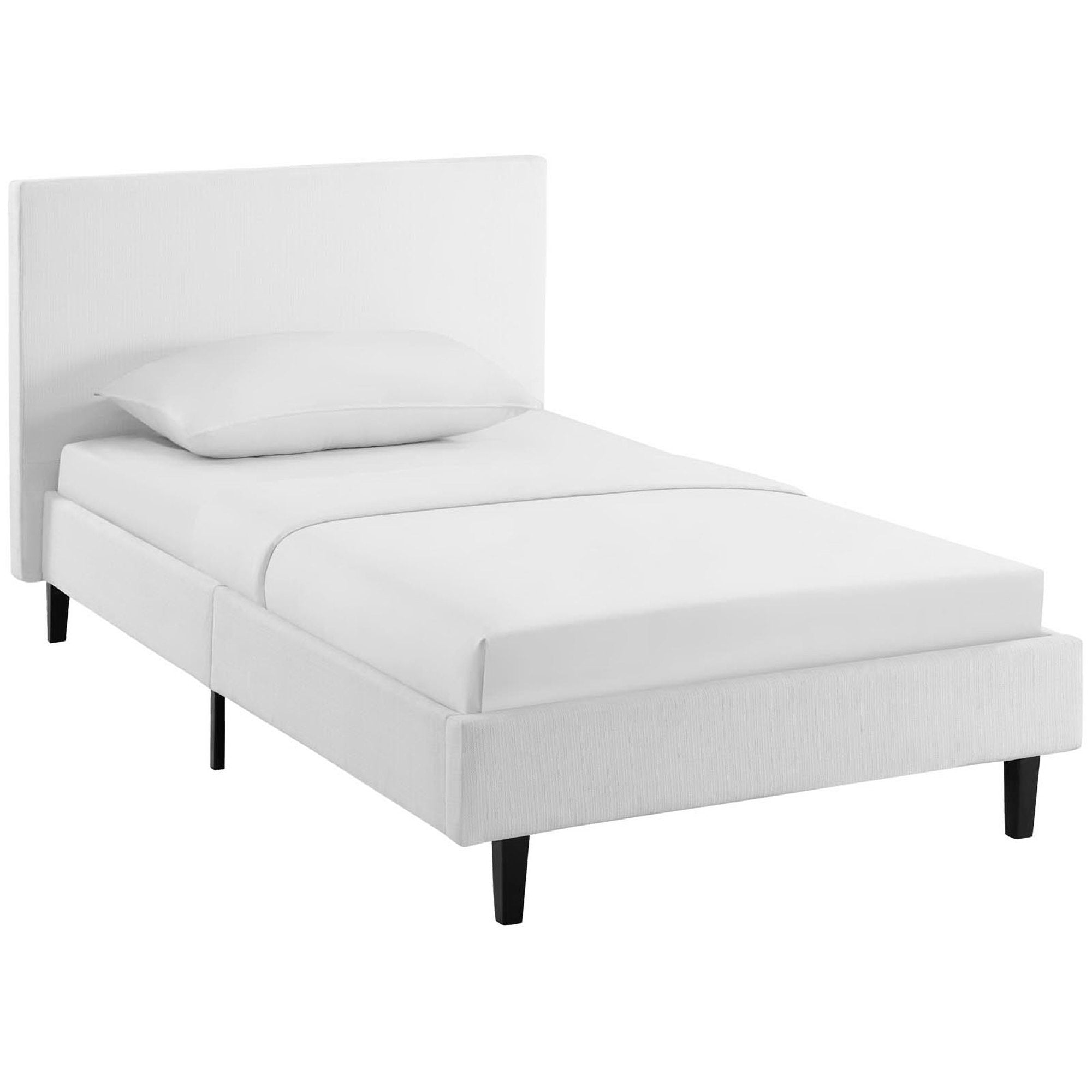 Anya Fabric Twin Bed - White