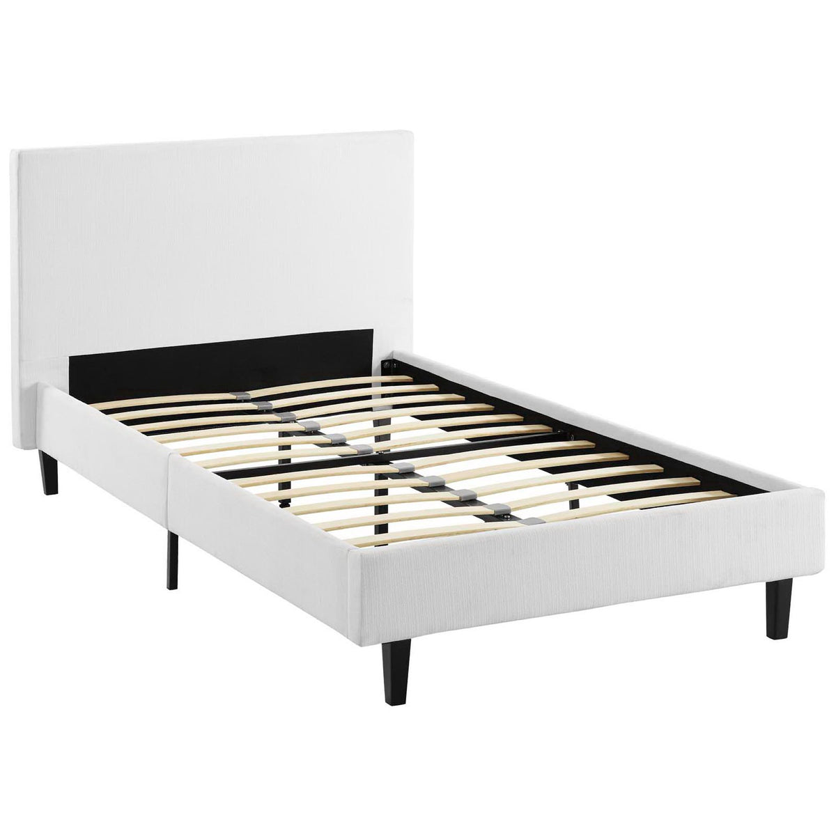 Anya Fabric Twin Bed - White