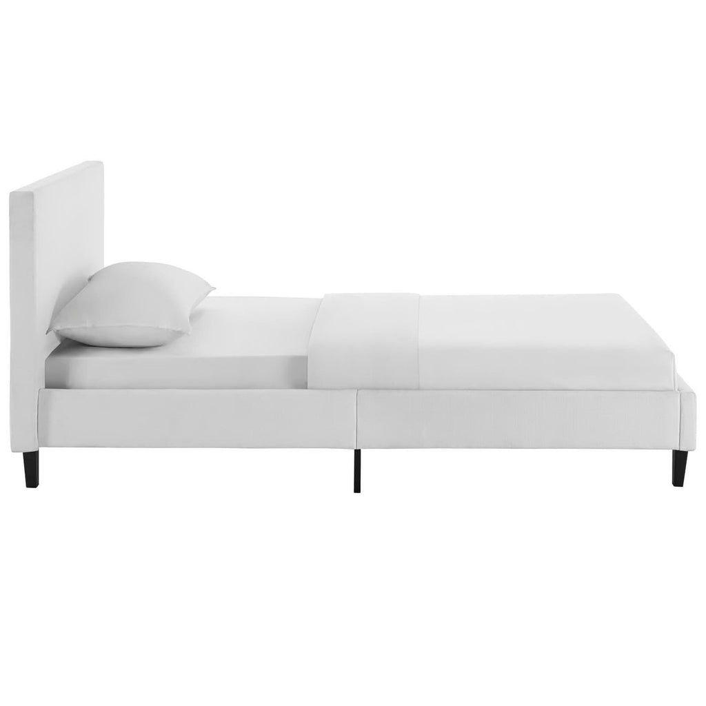 Anya Fabric Twin Bed - White