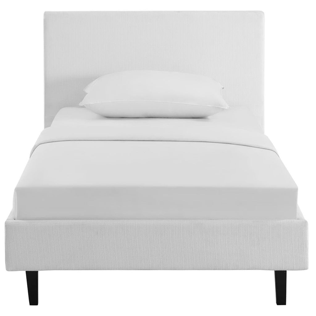 Anya Fabric Twin Bed - White