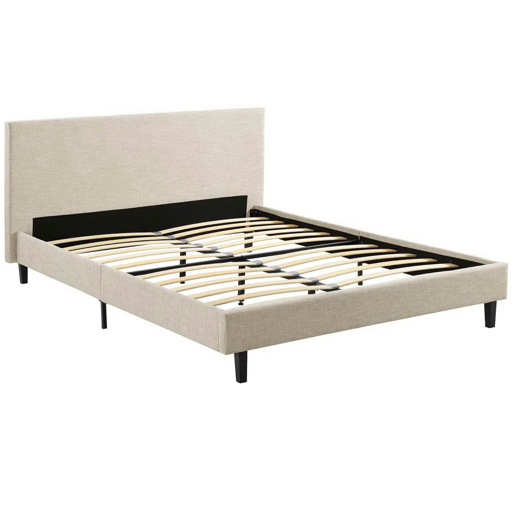 Anya Fabric Full Bed - Beige