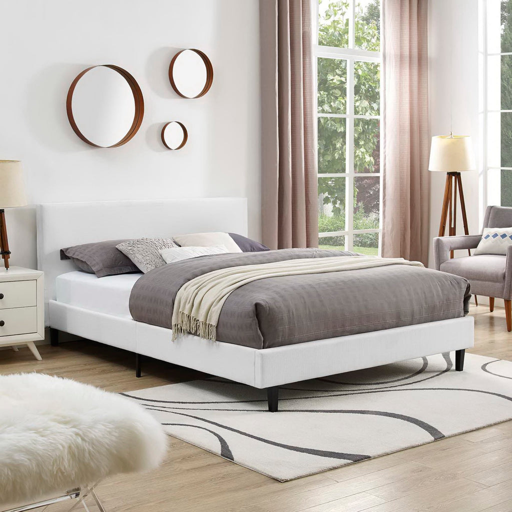 Anya Fabric Full Bed - White