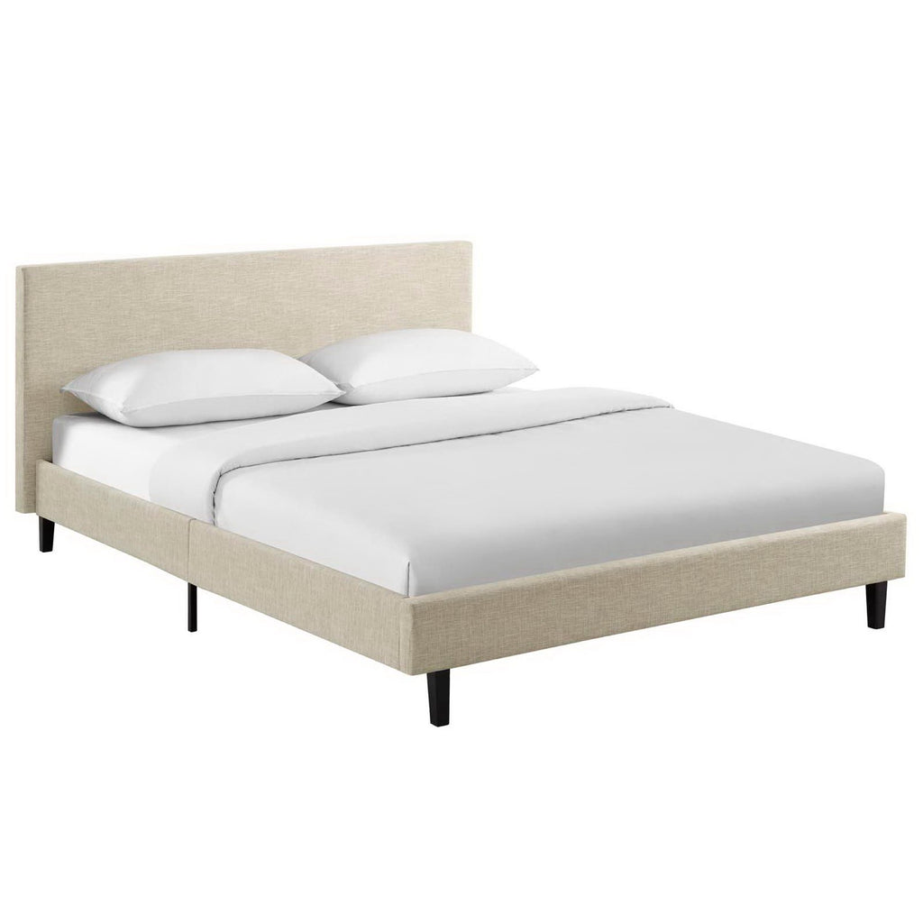 Anya Fabric Queen Bed - Beige