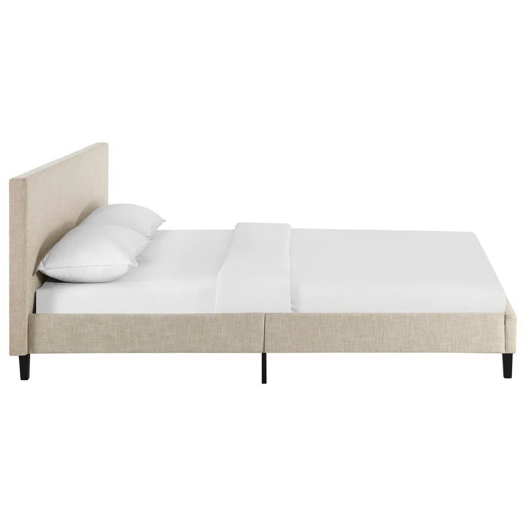 Anya Fabric Queen Bed - Beige