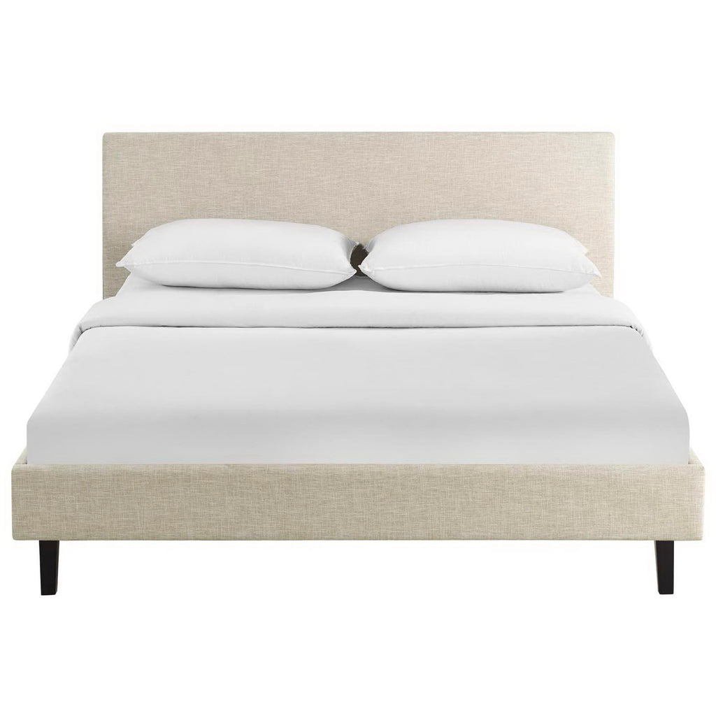 Anya Fabric Queen Bed - Beige
